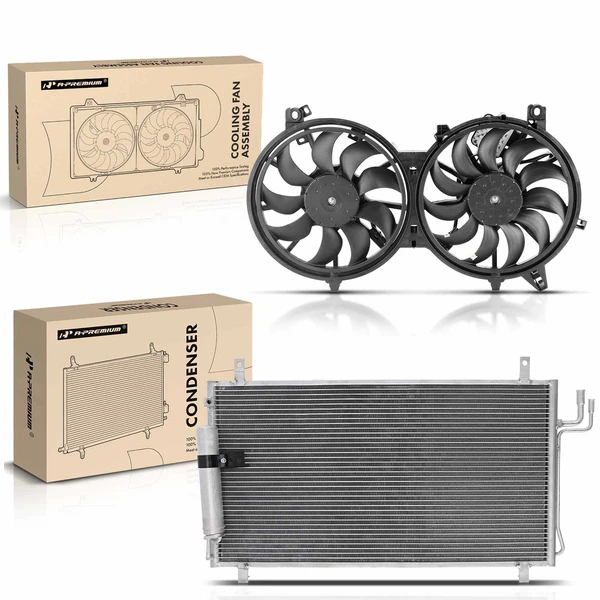AC Condenser & Dual Cooling Fan Assembly Kit for 2007 INFINITI G35