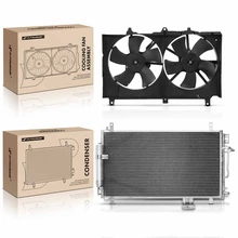 AC Condenser & Dual Cooling Fan Assembly Kit for Nissan 350Z 2003-2007 V6 3.5L