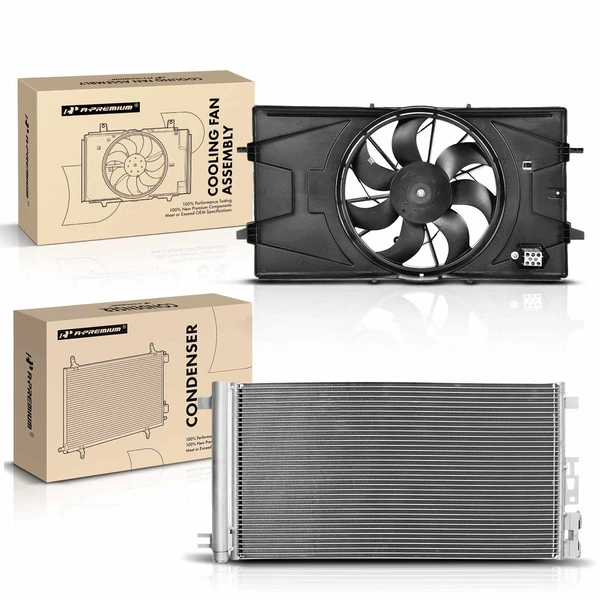 AC Condenser & Single Cooling Fan Assembly Kit for 2007-2008 Pontiac G5