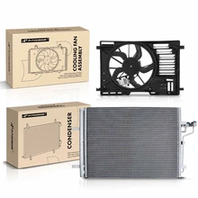 AC Condenser & Single Cooling Fan Assembly Kit for Ford Transit Connect 2014-2018 1.6L 2.5L