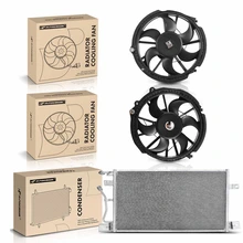 1 Pc AC Condenser & 2 Pcs Single Cooling Fan Assembly Kit