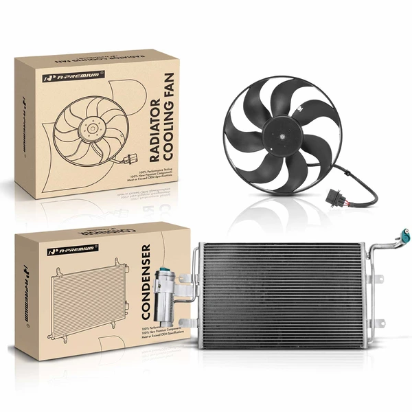 AC Condenser & Cooling Fan Assembly Kit for 2000 Audi TT