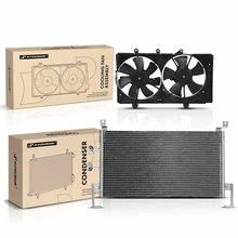 AC Condenser & Dual Cooling Fan Assembly Kit for Dodge Neon 2004-2005 L4 2.0L Auto