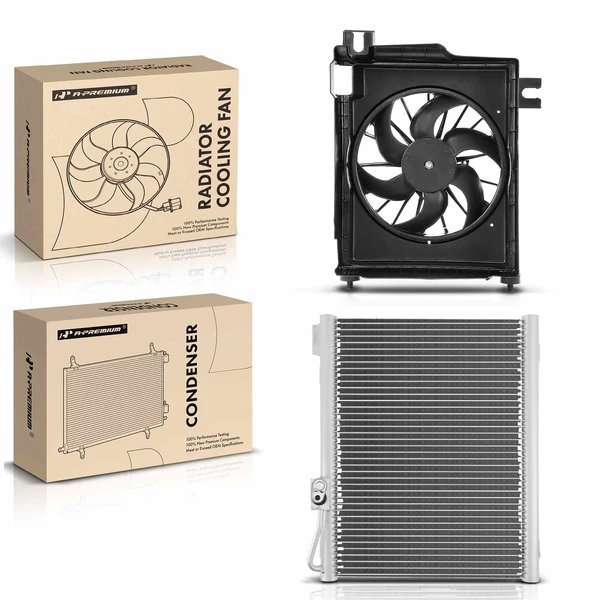 AC Condenser & Cooling Fan Assembly Kit for 2003-2007 Dodge Ram 3500