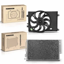 AC Condenser & Single Cooling Fan Assembly Kit for Chevrolet Sonic 2012-2017 L4 1.8L