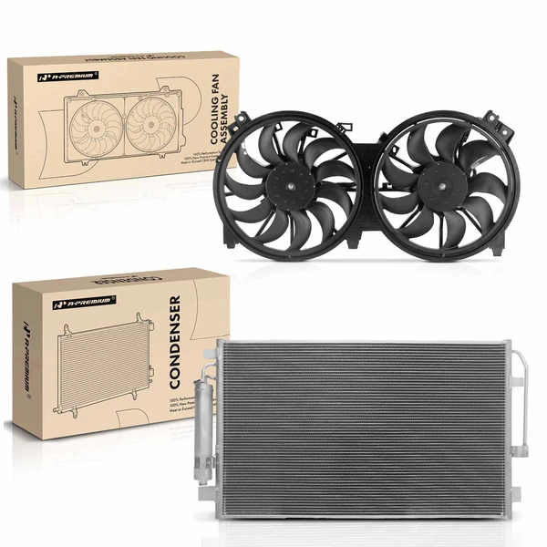AC Condenser & Dual Cooling Fan Assembly Kit for 2013-2018 Nissan Altima