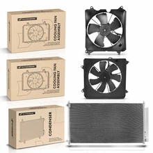 1 Pc AC Condenser & 2 Pcs Single Cooling Fan Assembly Kit