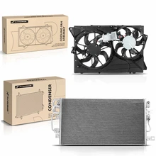 AC Condenser & Dual Cooling Fan Assembly Kit for Ford Explorer 2012 L4 2.0L