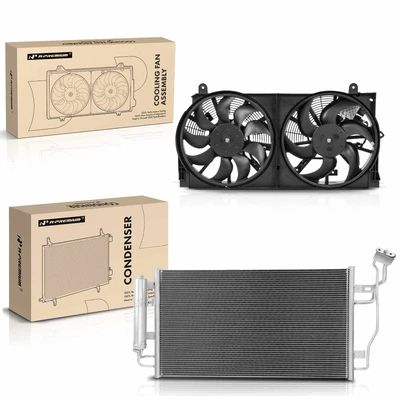 AC Condenser & Dual Cooling Fan Assembly Kit for Nissan Leaf 2013-2017 ELECTRIC