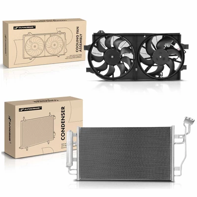 AC Condenser & Dual Cooling Fan Assembly Kit for Nissan LEAF 2013