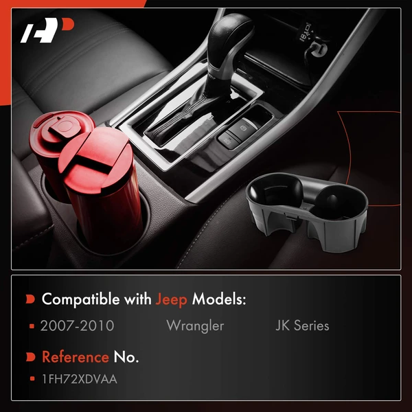 Front Center Console Black Cup Holder for Jeep JK Wrangler 2007-2010