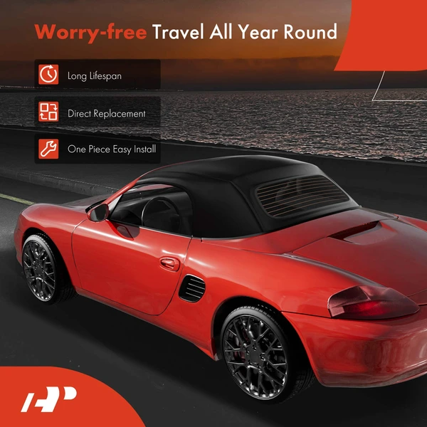 Black Convertible Soft Top with Glass Window for Porsche Boxster 2005-2012