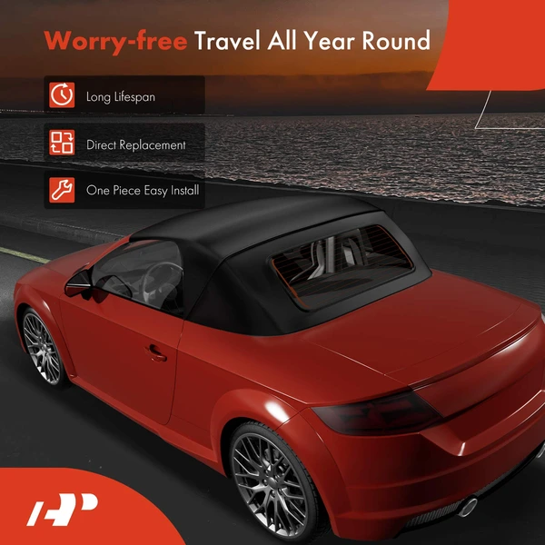 Black Convertible Soft Top with Defroster Glass Window for Audi TT 2008-2013