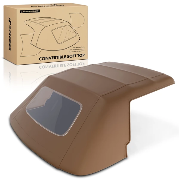 Brown Convertible Soft Top with Plastic Window for Ford Mustang 1983-1993 2-Door