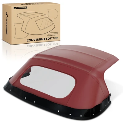 Bordeaux Convertible Soft Top with Plastic Rear Window & Rain Rail