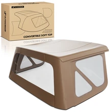 Brown Convertible Soft Top with Plastic Window for 1996-2002 Kia Sportage