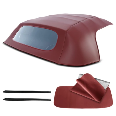 Burgundy Convertible Soft Top with Plastic Window