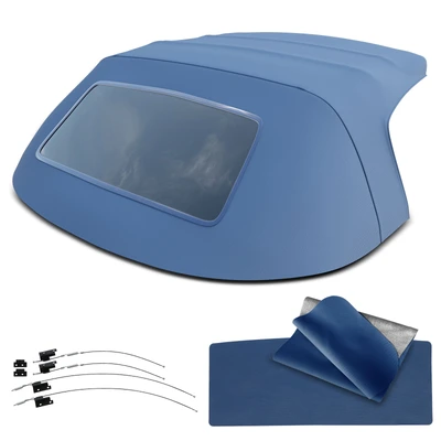 Blue Convertible Soft Top with Plastic Window