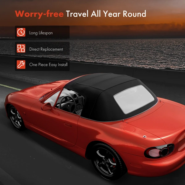 Black Convertible Soft Top with Plastic Window for Alfa Romeo GT Veloce Spider