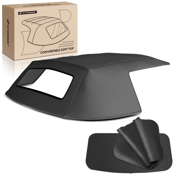 Convertible Soft Top with Clear Plastic Window for 1983-1993 Ford Mustang