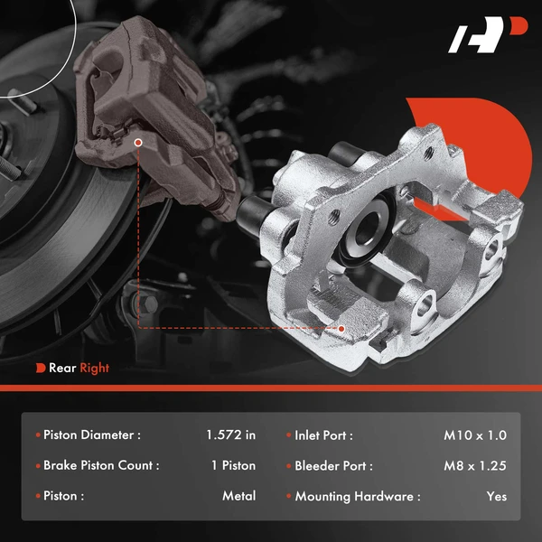 1-PC Brake Caliper, Rear Right Passenger Side, 1-Piston, A-Premium APBC1973