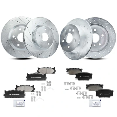 Front & Rear Drilled Rotors & Ceramic Brake Pads