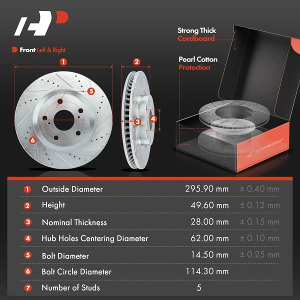 Drilled & Slotted Disc Brake Rotors and Ceramic Pads Kit, 12 Pcs, Front & Rear, A-Premium, APBRPS168