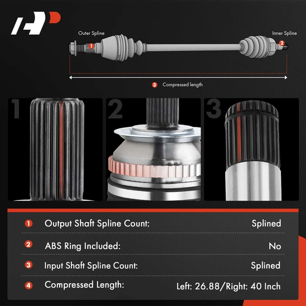2-Pc CV Axle Shaft Assembly Front Driver & Passenger A-Premium APCVA1668