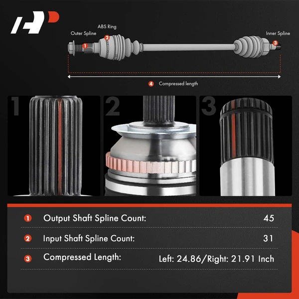2-Pc CV Axle Shaft Assembly Front Driver & Passenger A-Premium APCVA3310