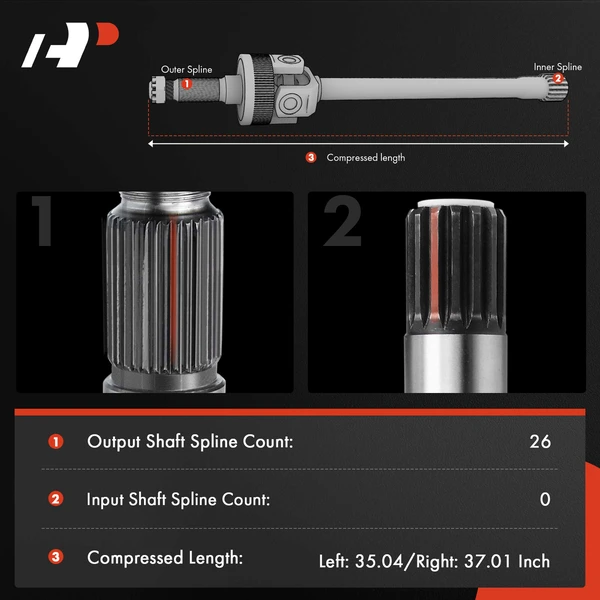 2-Pc CV Axle Shaft Assembly Rear Driver & Passenger A-Premium APCVA01PPW