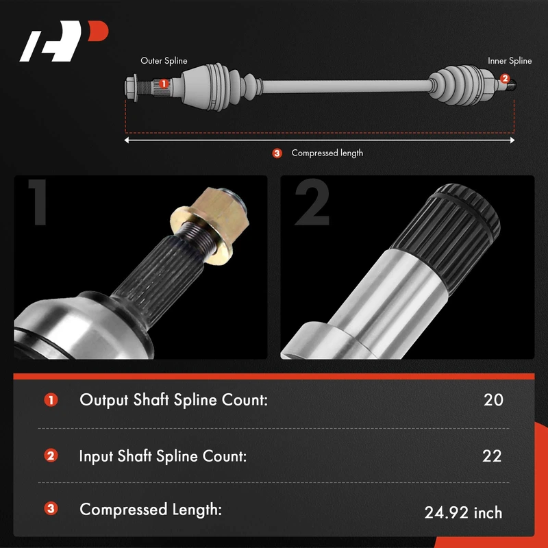 1-Pc CV Axle Shaft Assembly, Front Driver or Passenger, A-Premium APCVA1909
