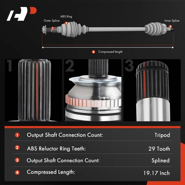 1-Pc CV Axle Shaft Assembly Front Passenger Side A-Premium APCVA2712