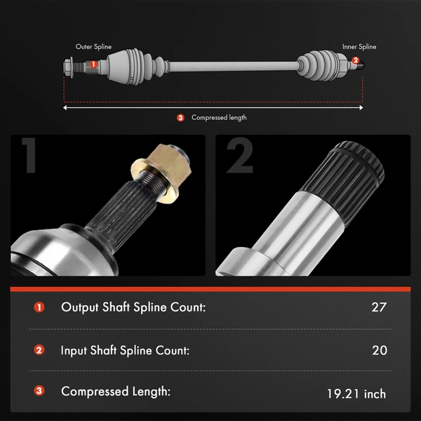 1-Pc CV Axle Shaft Assembly Front Driver or Passenger A-Premium APCVA2042