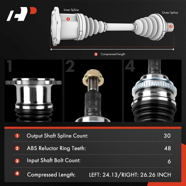 2-Pc CV Axle Shaft Assembly Rear Driver & Passenger A-Premium APCVA3320