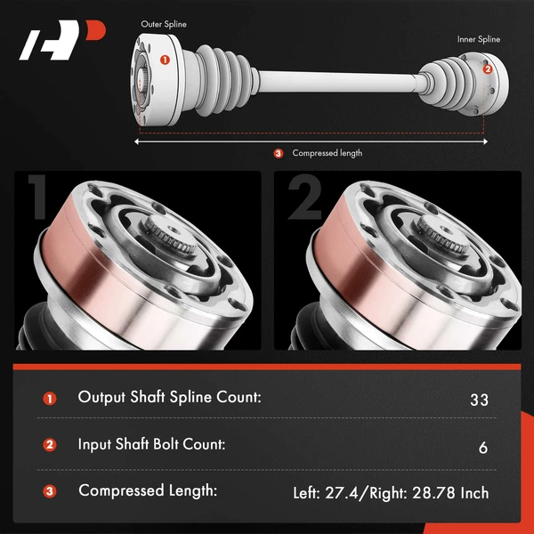 2-Pc CV Axle Shaft Assembly Rear Driver & Passenger A-Premium APCVA3362