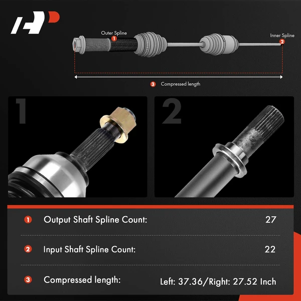 2-Pc CV Axle Shaft Assembly Front Driver & Passenger A-Premium APCVA3335