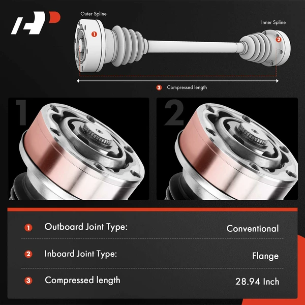 2-Pc CV Axle Shaft Assembly Rear Driver & Passenger A-Premium APCVA2433