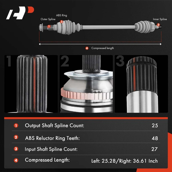 2-Pc CV Axle Shaft Assembly Front Driver & Passenger A-Premium APCVA3342