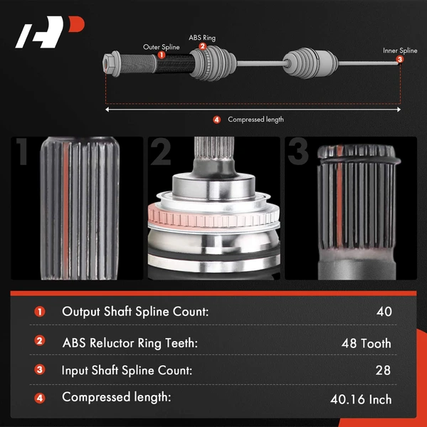 1-Pc CV Axle Shaft Assembly Front Passenger Side A-Premium APCVA2287