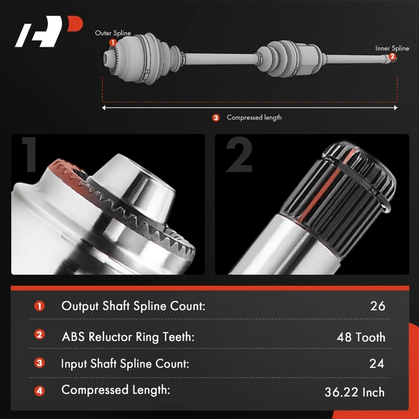 1-Pc CV Axle Shaft Assembly Front Passenger Side A-Premium APCVA2281