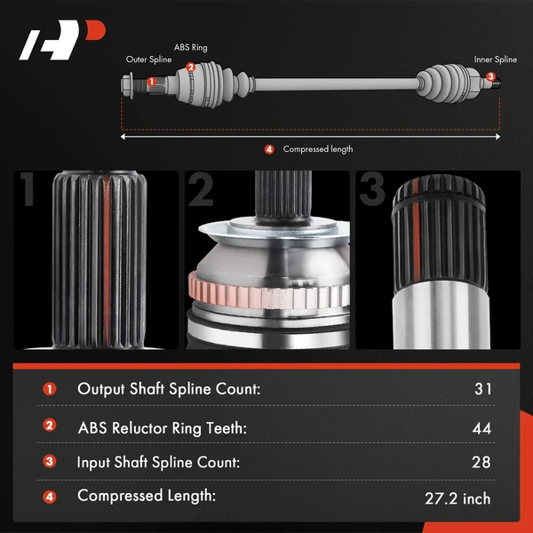 1-Pc CV Axle Assembly Front Driver Side A-Premium APCVA3676
