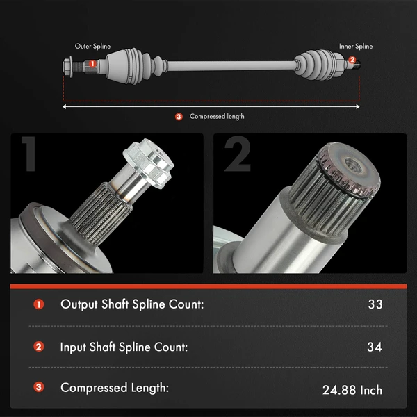 1-Pc CV Axle Shaft Assembly Rear Driver or Passenger A-Premium APCVA3076