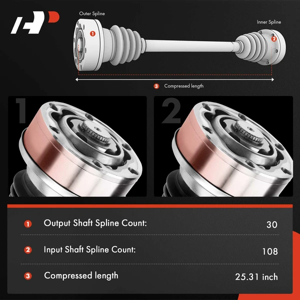 1-Pc CV Axle Assembly Rear Driver or Passenger A-Premium APCVA3675