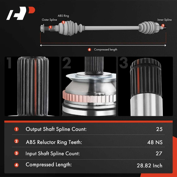 1-Pc CV Axle Assembly Rear Driver or Passenger A-Premium APCVA3727