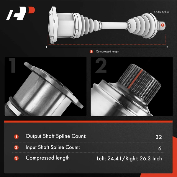 2-Pc CV Axle Shaft Assembly, Rear Driver & Passenger, A-Premium APCVA2809