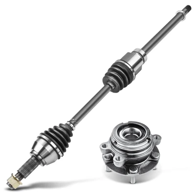 Front Passenger CV Axle Shaft + Hub Bearing