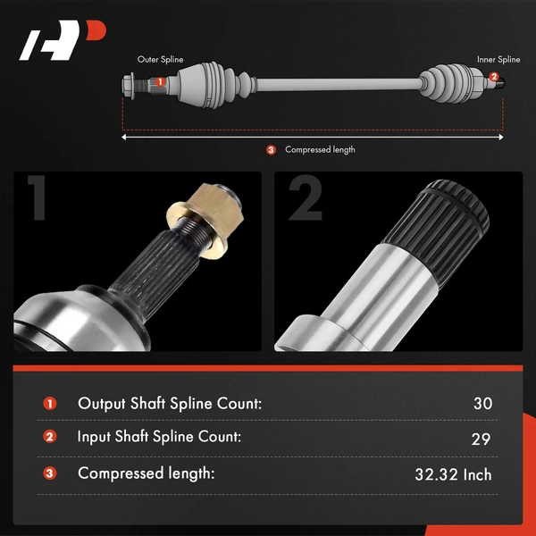 1-Pc CV Axle Shaft Assembly Front Driver or Passenger A-Premium APCVA3121