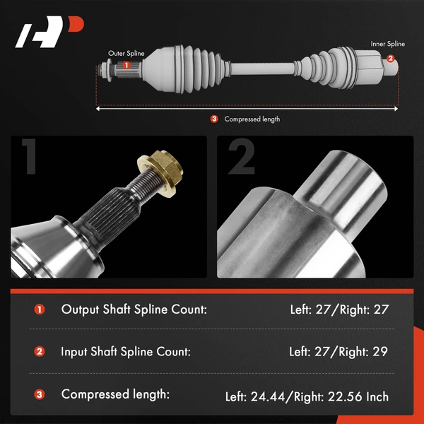 2-Pc CV Axle Shaft Assembly Front Driver & Passenger A-Premium APCVA1536