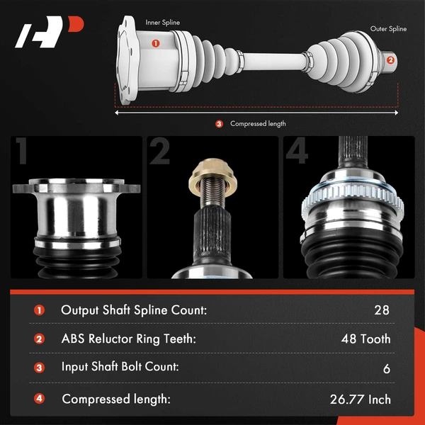 1-Pc CV Axle Shaft Assembly Rear Driver or Passenger A-Premium APCVA3269