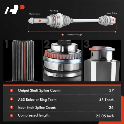 Front Driver CV Axle Shaft Assembly
